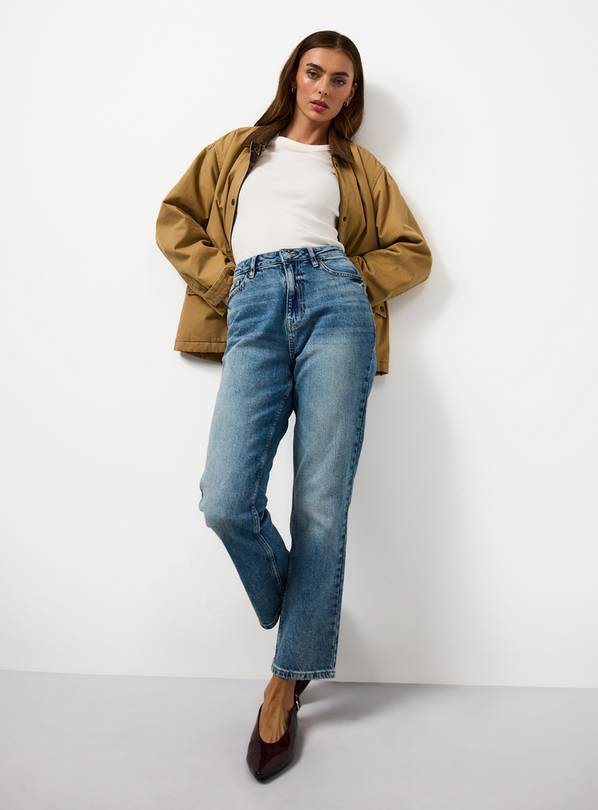 Mid Rinse Stovepipe Straight Denim Jeans 12S